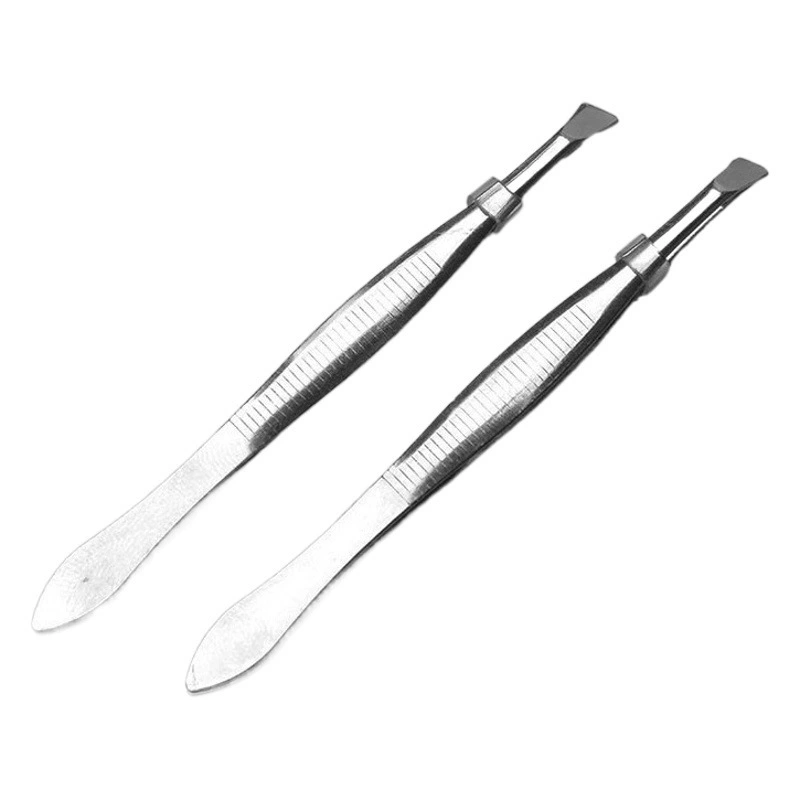 Пинцет для бровей из нержавеющей стали, с плоским и изогнутым кончиком, для коррекции формы бровей, для удаления волос, инструмент для макияжа, прецизионный пинцет для бровей