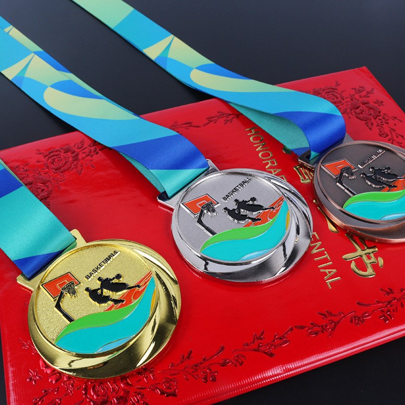 Medalla de metal listado producción baloncesto oro y plata cobre juegos competencia Medalla de Honor Premio Conmemorativo producción