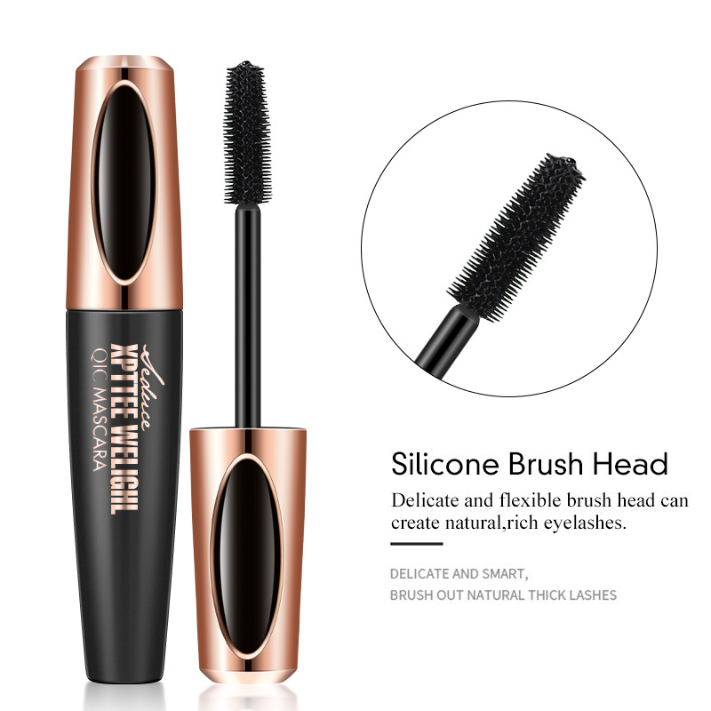 Cross-border makeup QIC membrane force rich mascara waterproof thick long curling silicone brush head 4D mascara