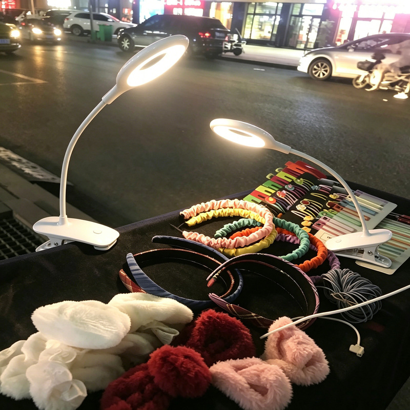 Wholesale night market table lamp outdoor led desktop rechargeable large capacity lithium battery dimming color clip table lamp