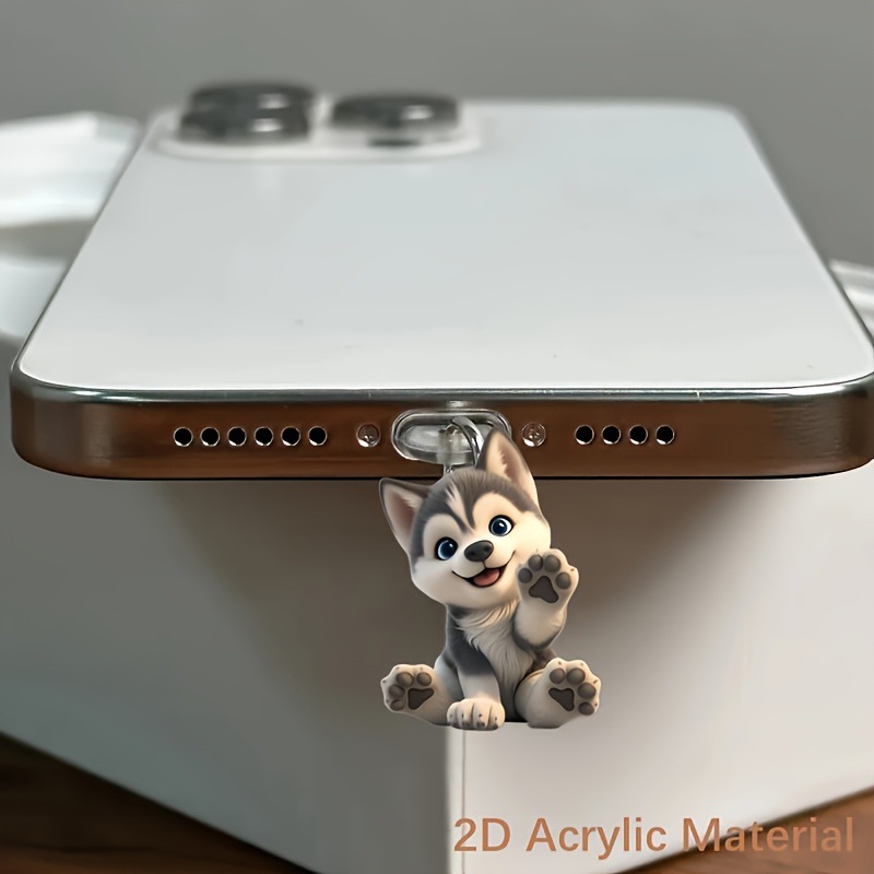 El nuevo y encantador tapón antipolvo del teléfono para perros plano de acrílico de Amazon