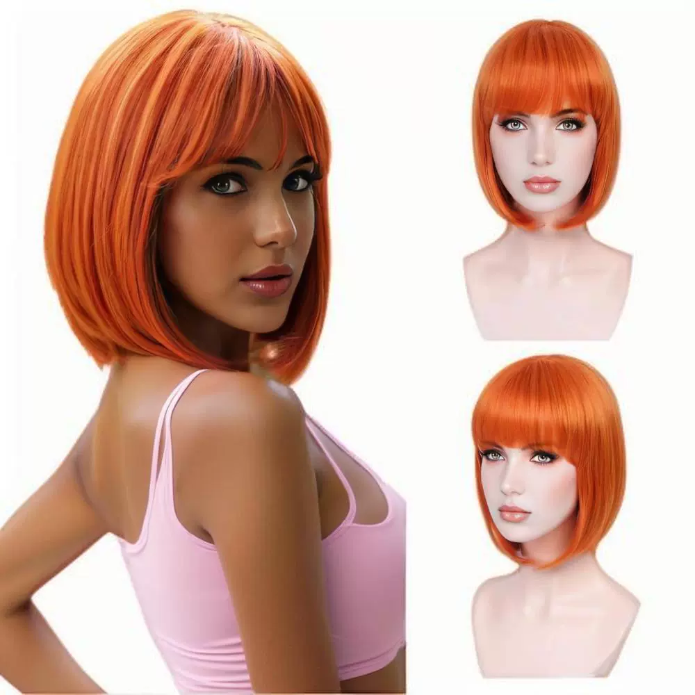 跨境假发女短直发bobo头时尚韩式齐肩短发化纤头套女实力货源厂家