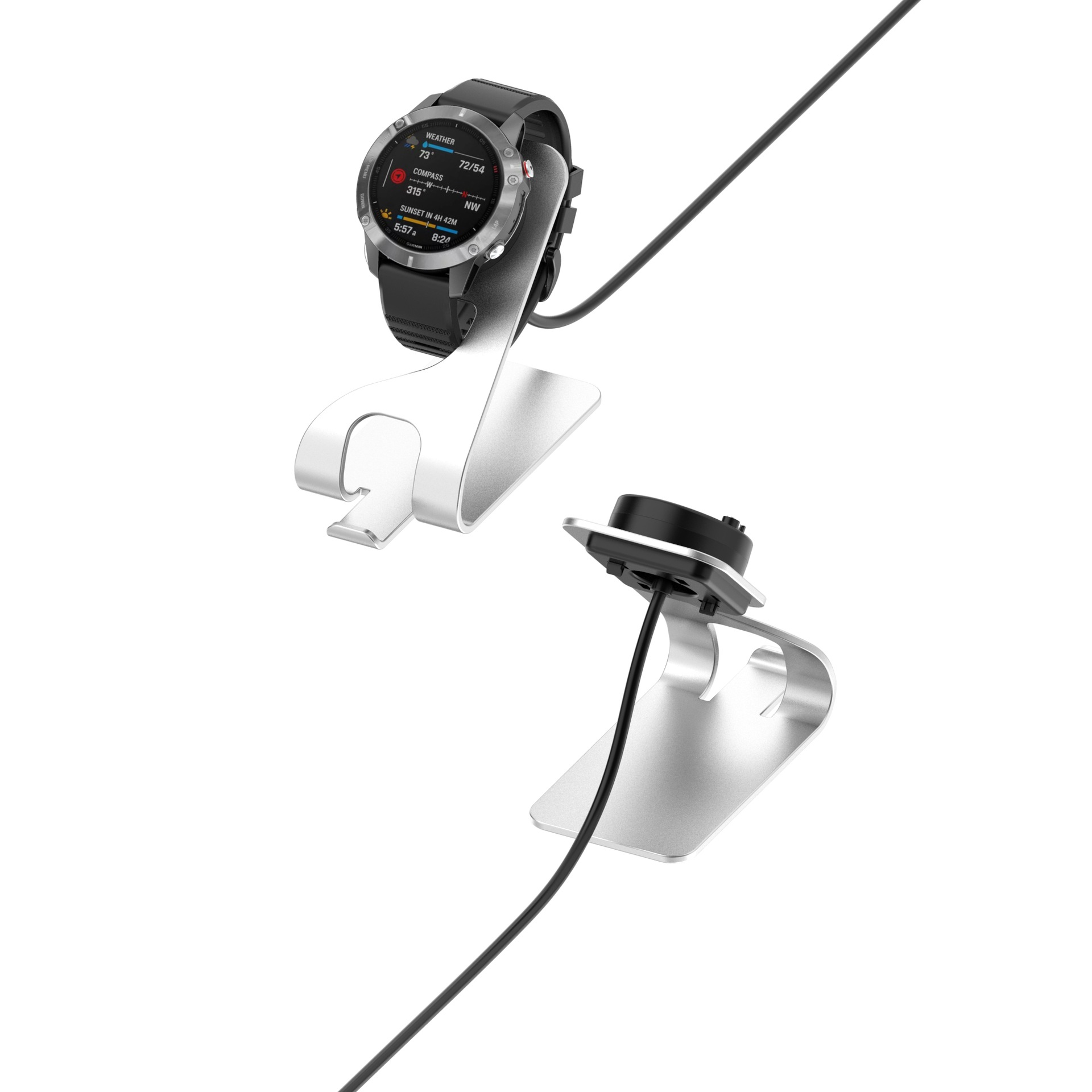Compatible with Garmin Fenix 7/6/5 watches, Forerunner255/Venu3 second-generation aluminum alloy bracket charger undefined