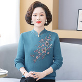 妈妈秋装毛衣小衫中老年针织打底衫气质上衣新款洋气秋冬一体绒衣，女装针织衫/毛衣，妃慕昵服饰