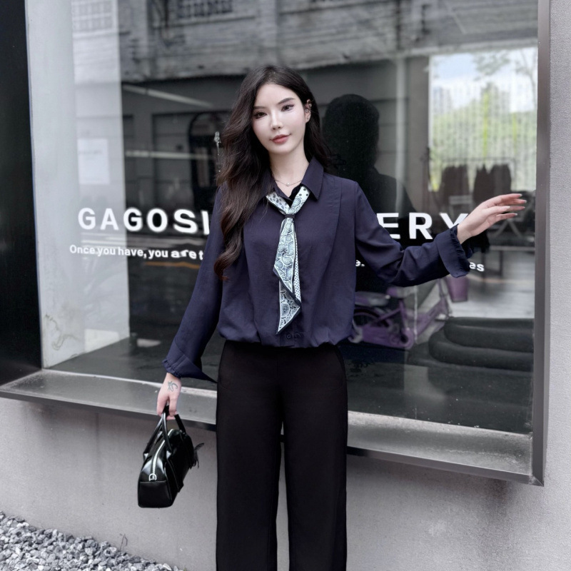 爆款女装2025秋季新款韩版时尚长袖衬衫女设计感小众宽松休闲上衣|undefined