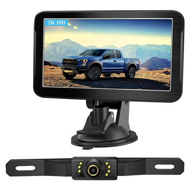 Cross-border Amazon new product 2K HD night vision 12-24 car digital display 150 wide-angle reversing camera (Car display)