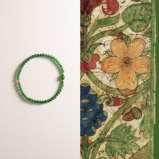 Natural Emperor Green Jade Single Circle Small Rice Beads Bracelet Gourd Nafu Women's Stacked Bracelet New Chinese Style All-match Women