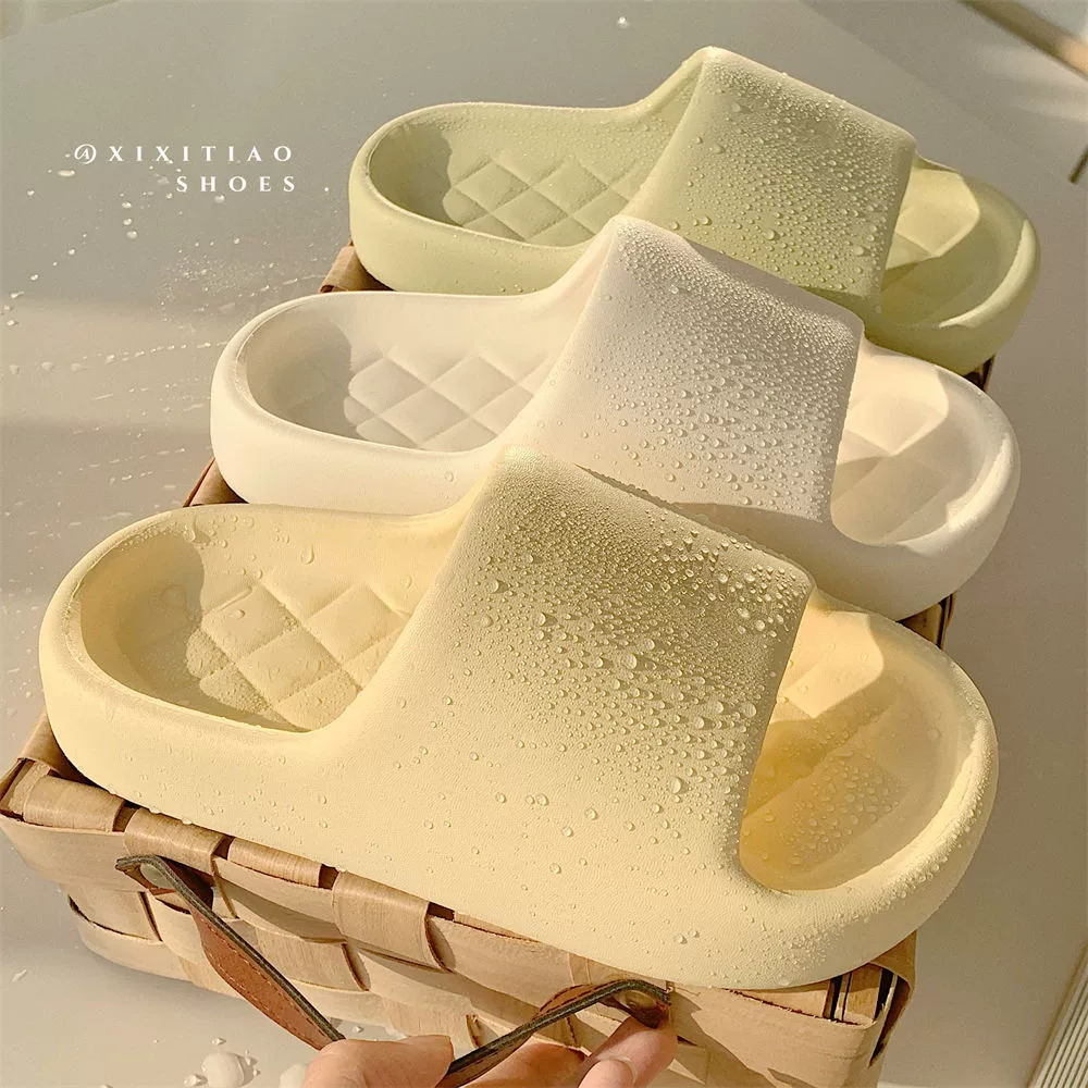 Тонкая полоса новый Крытый удобный eva Shit Feeling Home Fashion толстое дно летние простые однотонные тапочки для девочек