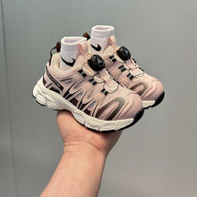 儿童鞋子春季新款男童登山鞋旋转纽扣老爹鞋网面透气女童运动鞋潮