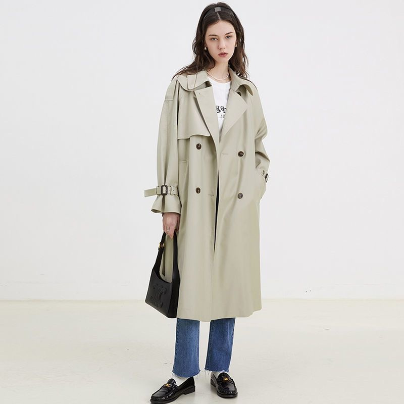 British style long windbreaker coat women's spring and autumn 2024 cross-border new this year's popular British fashion temperament British style long windbreaker coat women's spring and autumn 2024 cross-border new this year's popular British fashion temperament