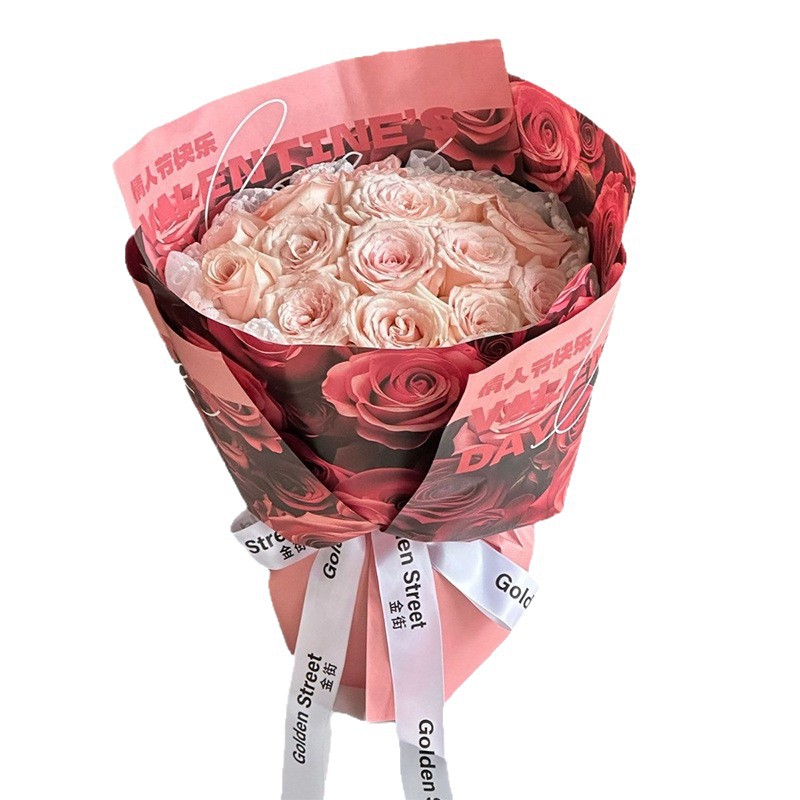 Huaxi Qixi Día de San Valentín Amantes Rose Flor de papel de embalaje de flores flores de papel kraft de papel de embalaje de flores de amor
