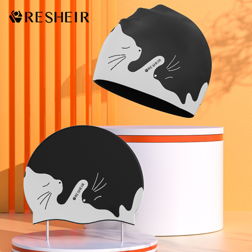 Professional swimming cap silicone women's waterproof ear protection long hair special adult plus size non-stretch men's fashionable swimming cap