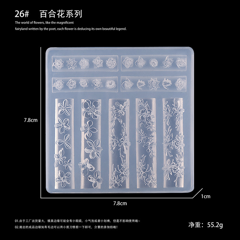 Nail Art 3D Molde de silicona suave Herramientas de tallado Bowknot Nail Art Relieve Joyería de epoxi Nail Art Molde de silicona