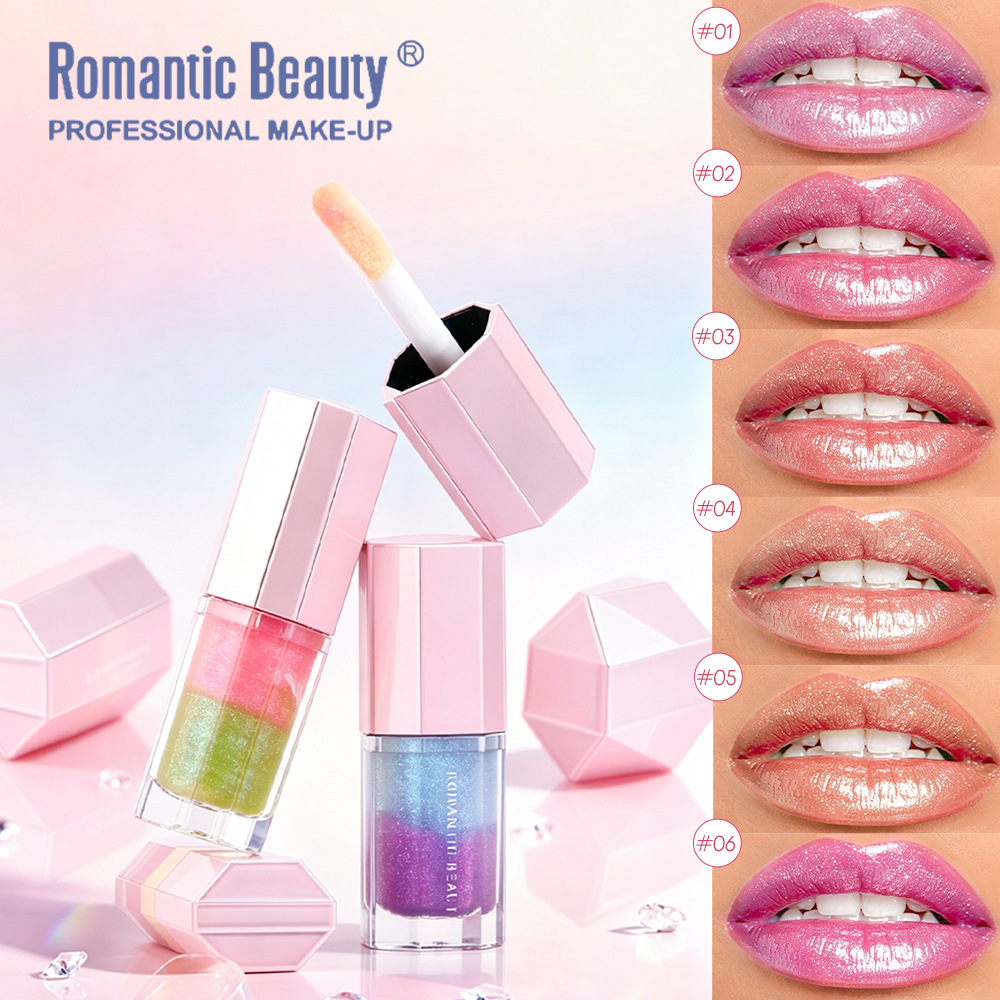 Gloss labial transfronterizo de dos colores, esmalte labial