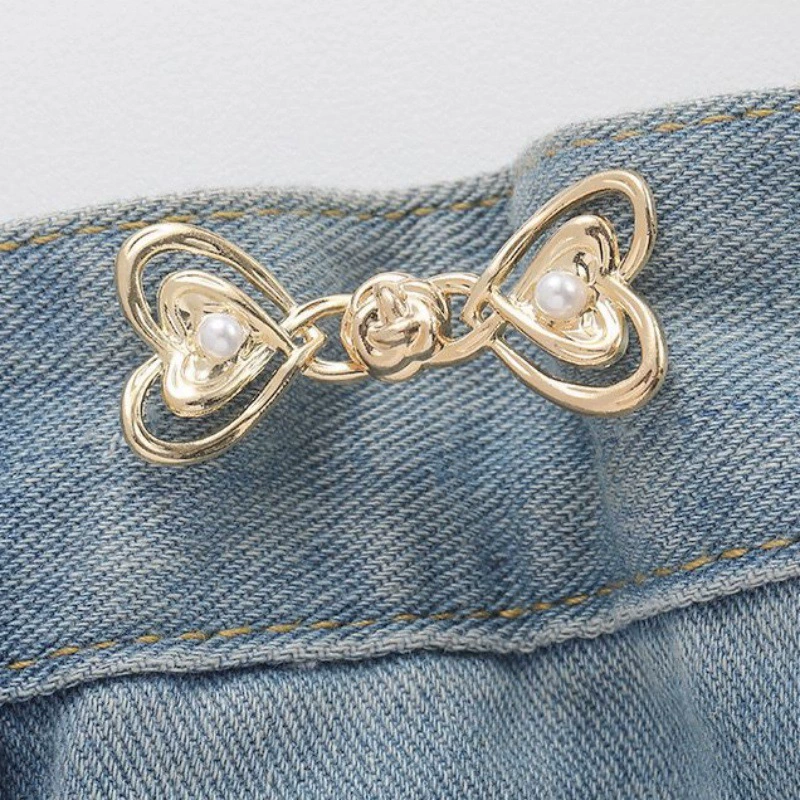 Nail-Free Removable Waist Buckle Pair, Flat-Bottom Seamless Buttons for Pants & Skirts, Assorted Designs