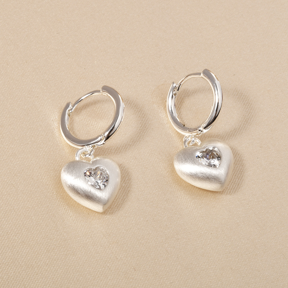 Heart-shaped silver brushed (thick silver plated)