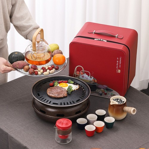 Portable Travel Tea Set—High-End Business Gift, Outdoor Camping & Team-Building Fire-Pit Tea Brewing Kit, Also Suitable for Barbecue