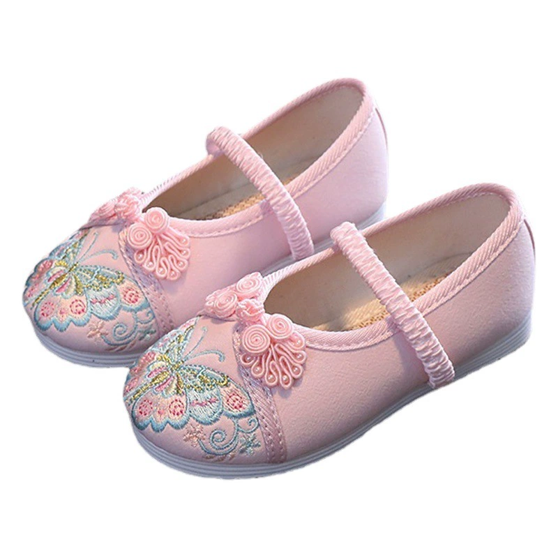 Весенне-осенние женские танцевальные туфли с принтом бабочек и эластичной резинкой, в китайском этническом стиле, тканевые туфли для девочек в стиле Гуанси, 3 марта