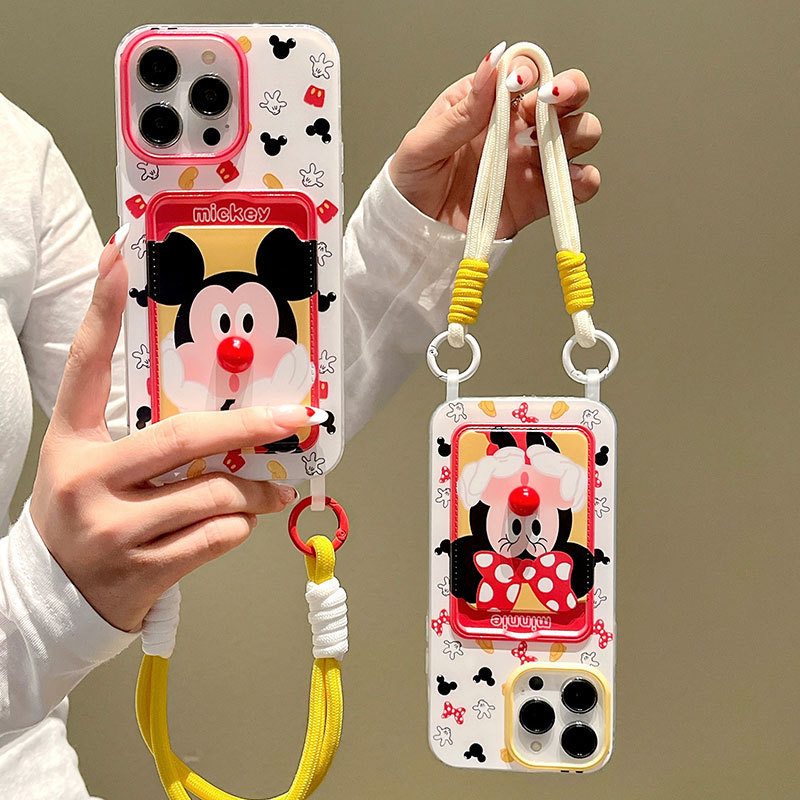 Suitable for Iphone17 Phone Case 16 Card Holder 12m Chimini11 Cartoon Apple 14 Lanyard Cute 13