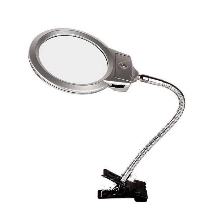 批发MG15122-2B台灯式带LED灯放大镜圆形金属夹式放大镜