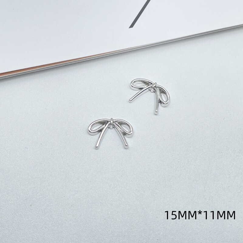 新しい電気メッキブライトシルバーリボンレター愛合金パッチペンダント diy ヘアピンブレスレットイヤリングアクセサリー|undefined
