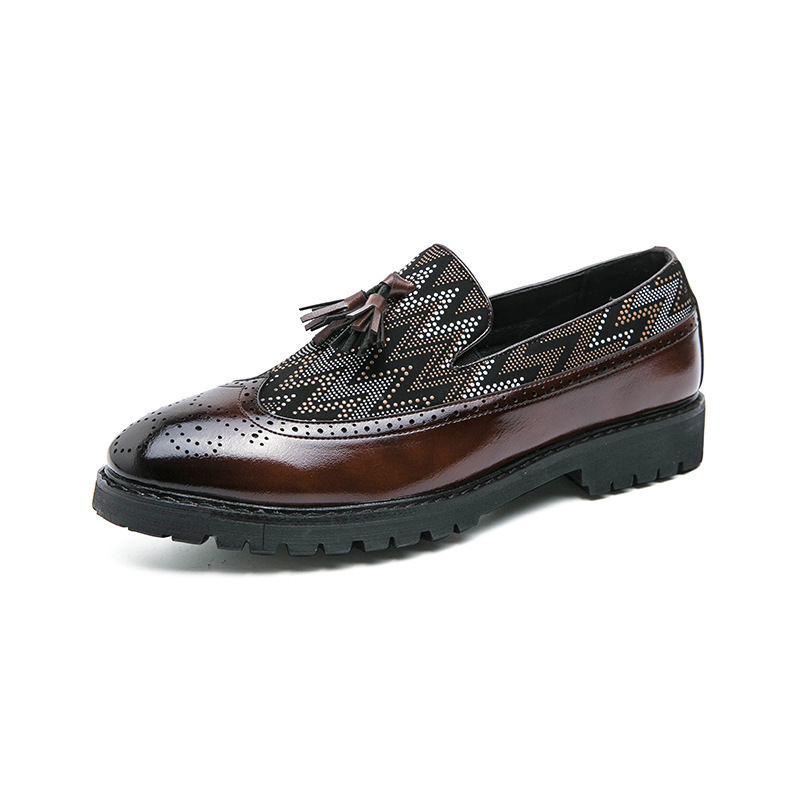 Cross-border hombre casual bajo bloque tallado punta pequeña zapatos de cuero de tamaño 46 británicos zapatos de pedal Lefour image 7