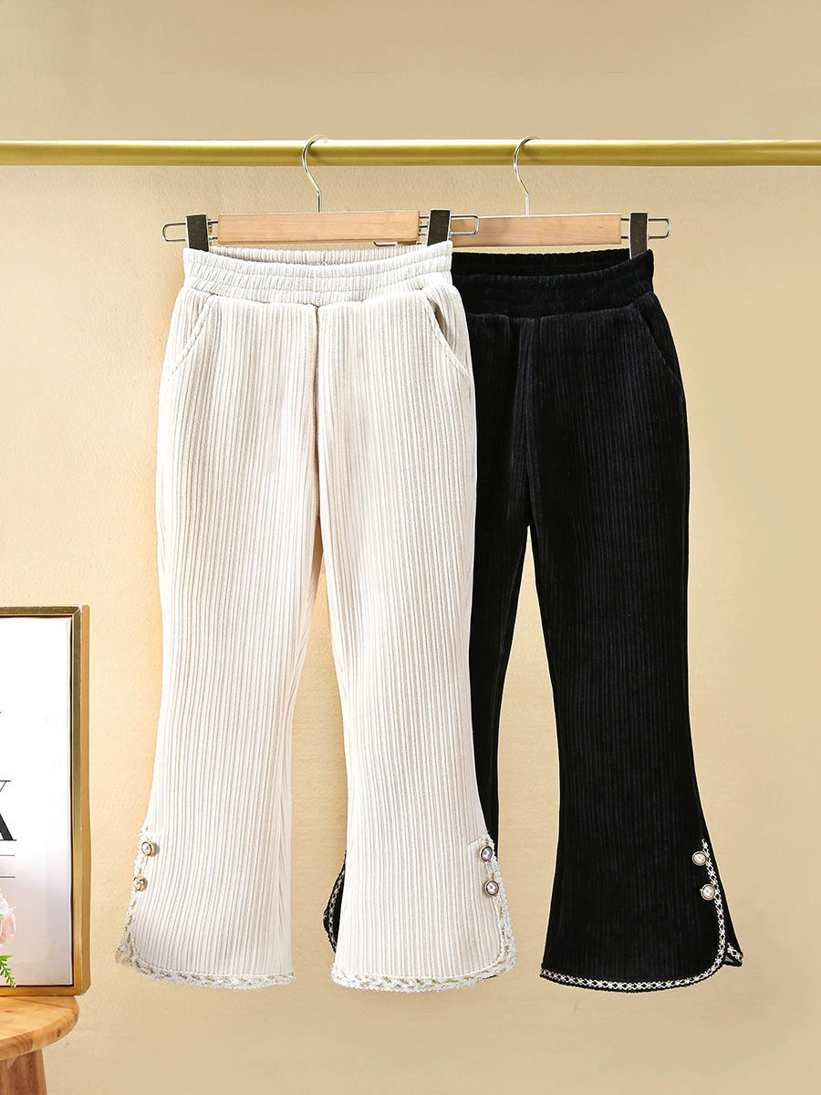 Flared Trousers for Teens, Increased Thickness (Plus Velvet Option), Demi-Season, Sizes 110–160 cm