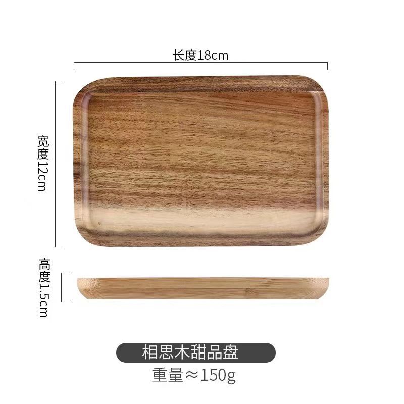 Plato de pastel de bambú transfronterizo de madera placa de visualización de vidrio transparente dulces pasteles plato de comida occidental plato de mesa bandeja de madera de aguacate