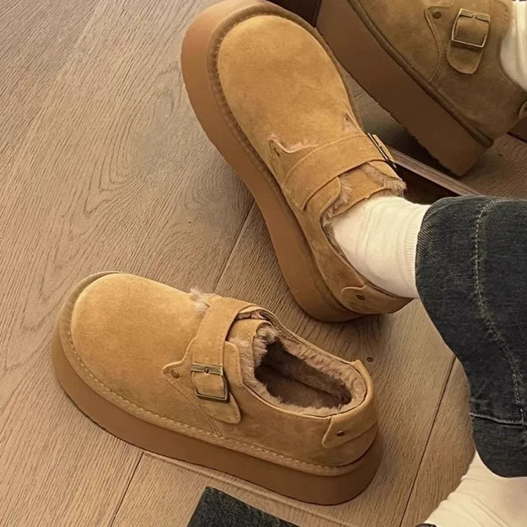 Warm footwear, high shoes platform, boots