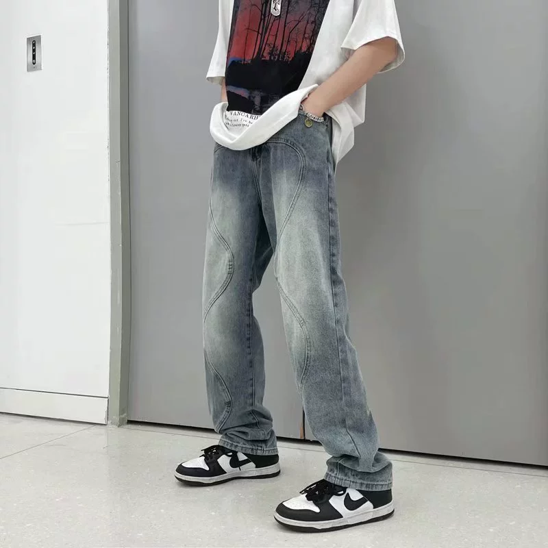 Американские высокие уличные джинсы прилив простой, продвинутый дизайн
