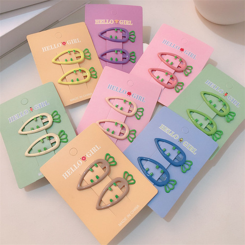 Hair clips for girls with cartoon dopamine, cute carrot-shaped, suitable for children, bangs with frizzy hair clips, hair accessories that do not damage hair