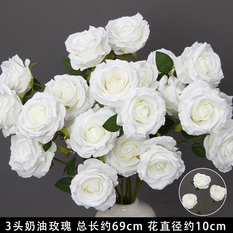 Bodas de flores de seda de imitación blanca flores falsas decorativas floral sala de bodas floral hogar ramo único camino de introducción de flores