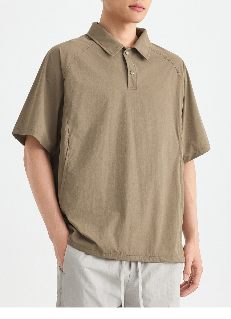 Áo polo nam tay raglan thể thao thành phố, chất liệu nhẹ khô nhanh — Màu trắng sữa chi tiết 32