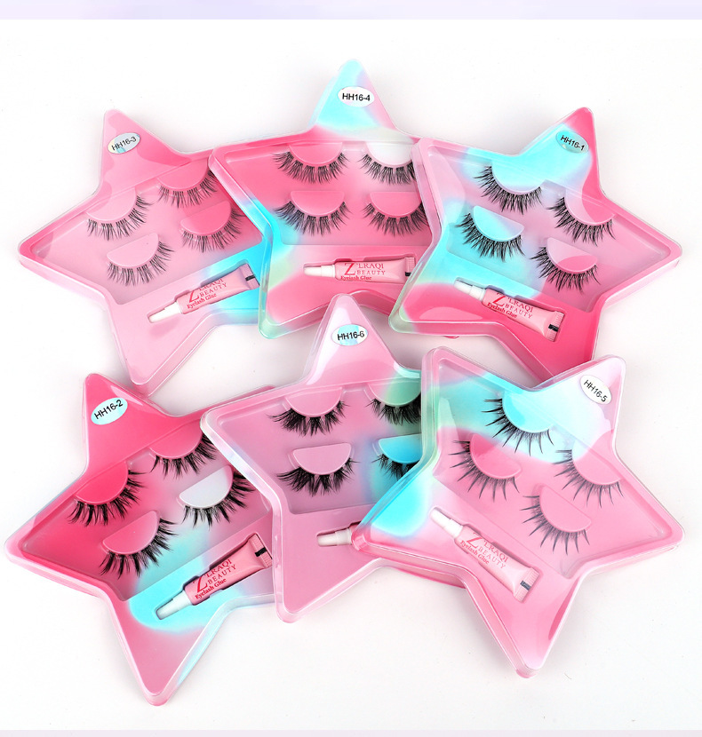 New Little Devil 2 pairs of false eyelashes, natural and realistic sharpened eyelashes, soft and transparent stems, two pairs of eyelashes undefined
