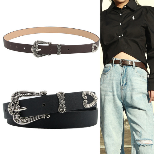 New retro crown three-piece women's belt decorative suit dress jeans casual decorative belt