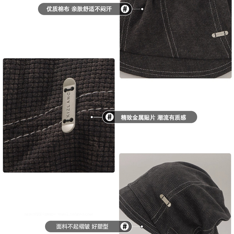 美式复古素颜遮脸渔夫帽子女秋冬黑色街头休闲显脸小包头堆堆冷帽|undefined