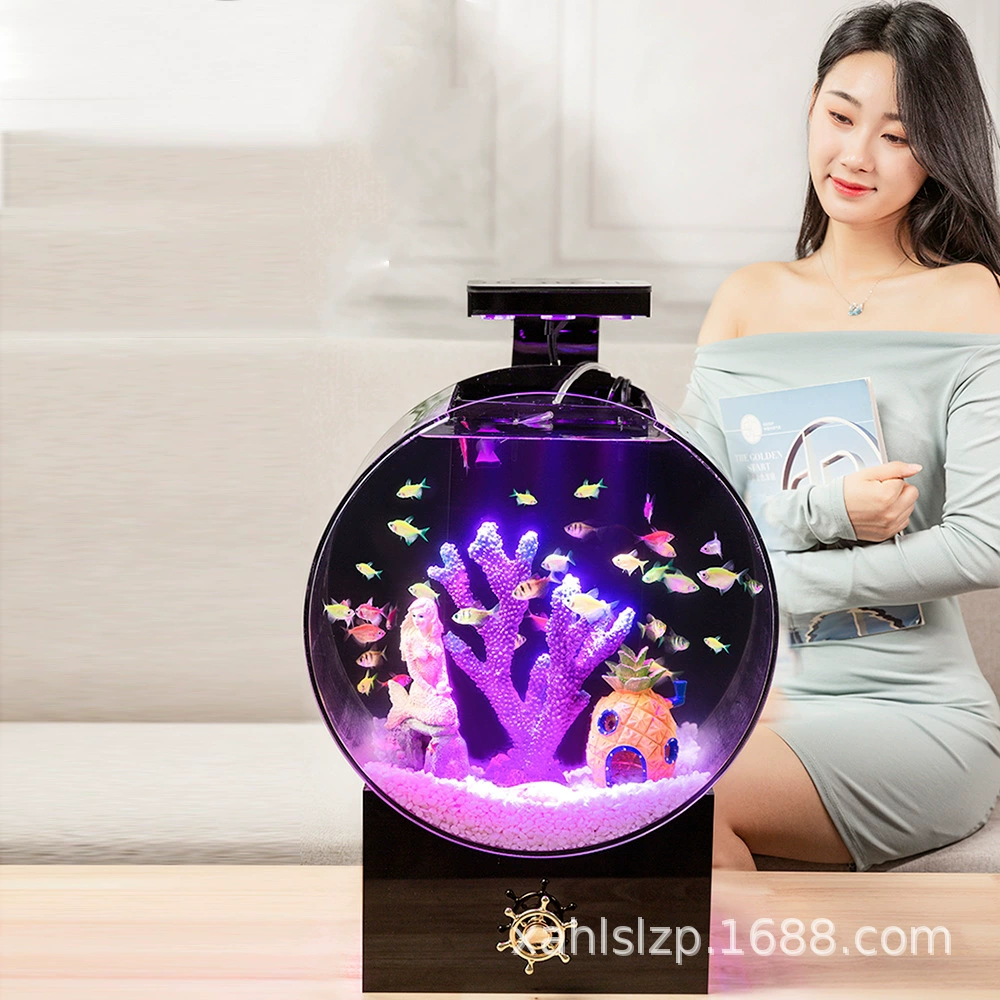 Haolong Акриловый Творческий Аквариум Небольшой Бытовой Настольный Гостиная Аквариум Экологический Ленивый Овальный Аквариум Аквакультура