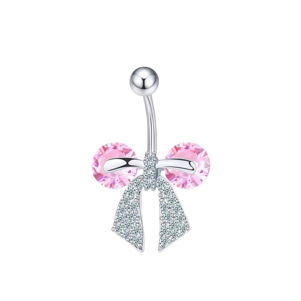 Exotic Geometric High-End Bow Navel Ring with Zircon - Copper Body Piercing Jewelry Wholesale detail image 8