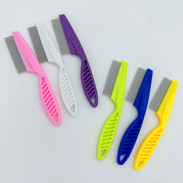 Pet Comb for Dogs and Cats, Flea Comb with Steel Needles, Dense Teeth for Removing Fleas and Lice, White Handle, Pet Supplies Wholesale
