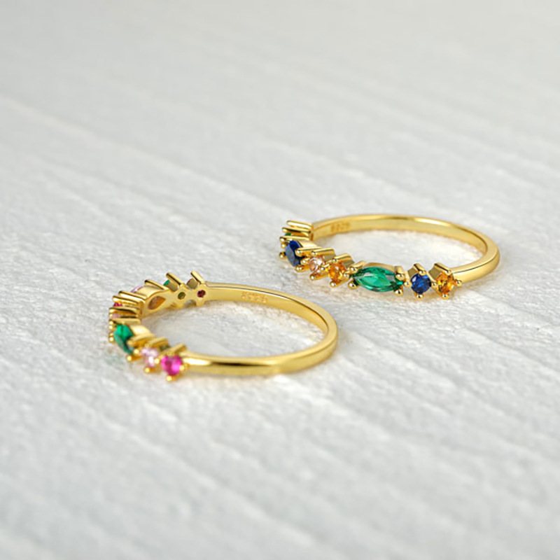 Simple Style Geometric Sterling Silver Inlay Zircon Rings 1 Piece