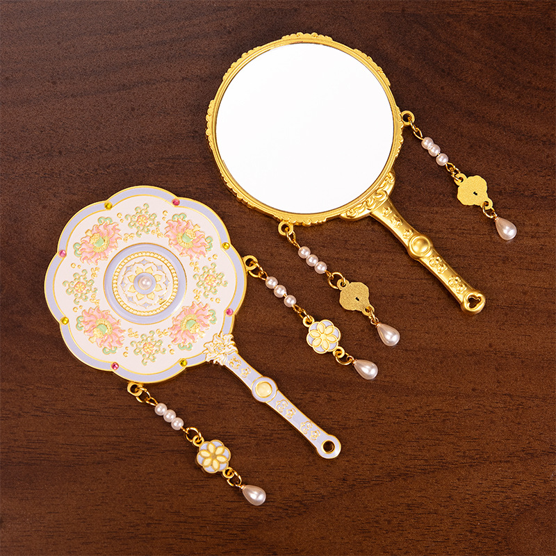 故宫花颜悦色化妆镜国风文创创意古风宫廷随身携带手持化妆镜批发