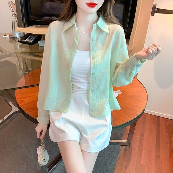 Women's Sun Protection Clothing Summer 2024 New Thin Shirt Outer Short Chiffon Sun Protection Cardigan Top Summer