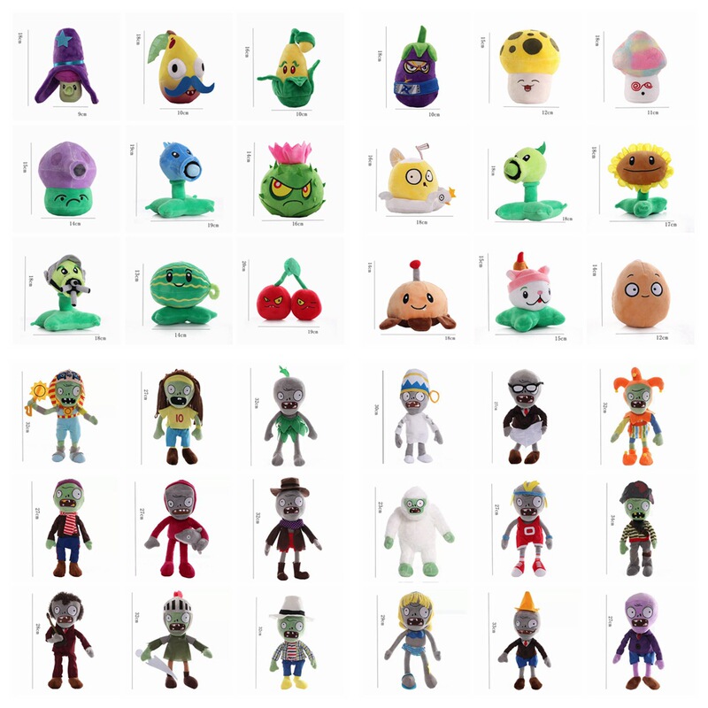 Plants Vs. Zombies Plush Toys: Peashooter, Sunflower, Cabbagehead, Newspaper Zombie, Pirate Zombie, Zombie Dance King
