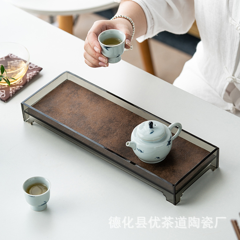 优茶道亚克力干泡盘禅意中式简约小茶台一壶两杯茶托盘小茶席干泡