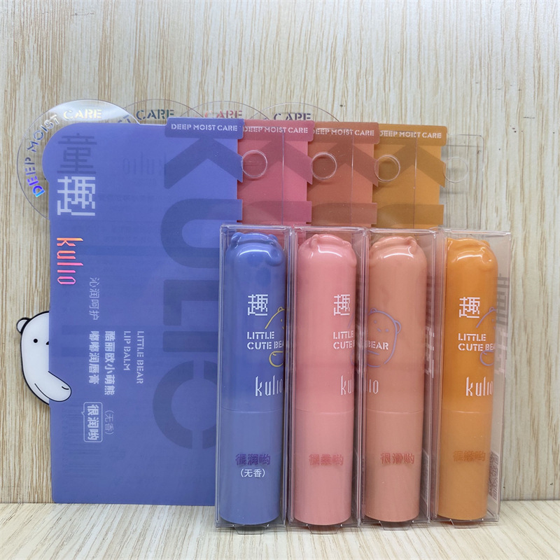 Bálsamo labial incoloro Lei Qi, hidratante, diseño de dibujos animados
