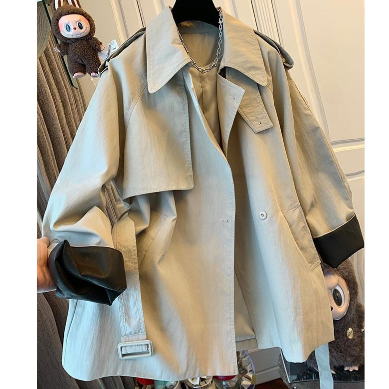 2025 New Autum Design French Style Large Lapel Windbreaker Jacket Loose Mid-Length Women's Top