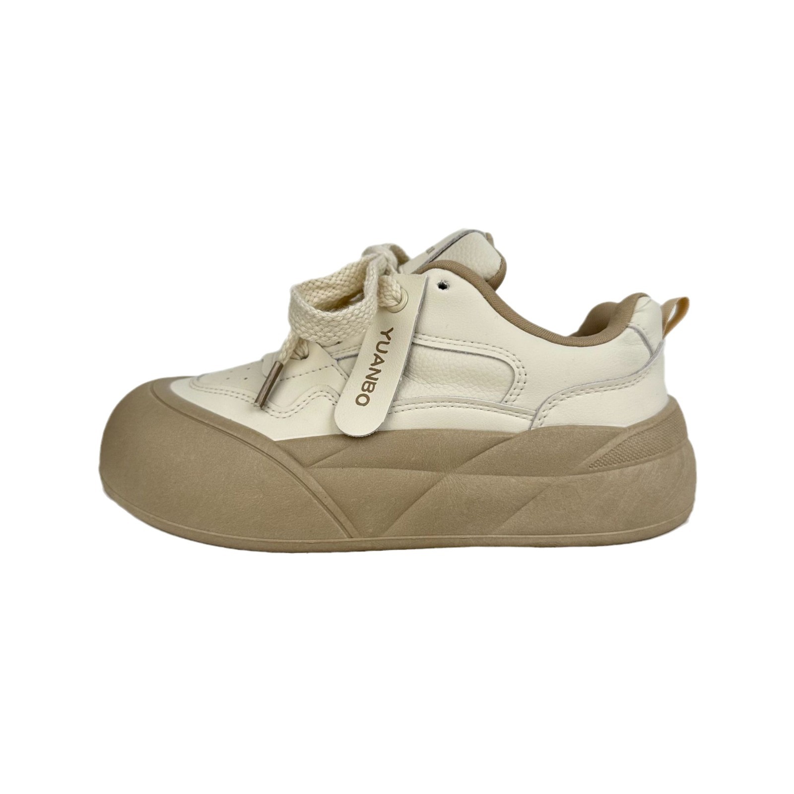 Yuanbo estudiantes zapatos blancos de suela gruesa para mujeres 2024 primavera coreana alta zapatos de skate casuales zapatos de pan pequeños zapatos blancos feos