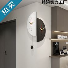 ins现代双面转角时钟拐角挂表客厅2024挂钟新款挂墙家用简约钟表
