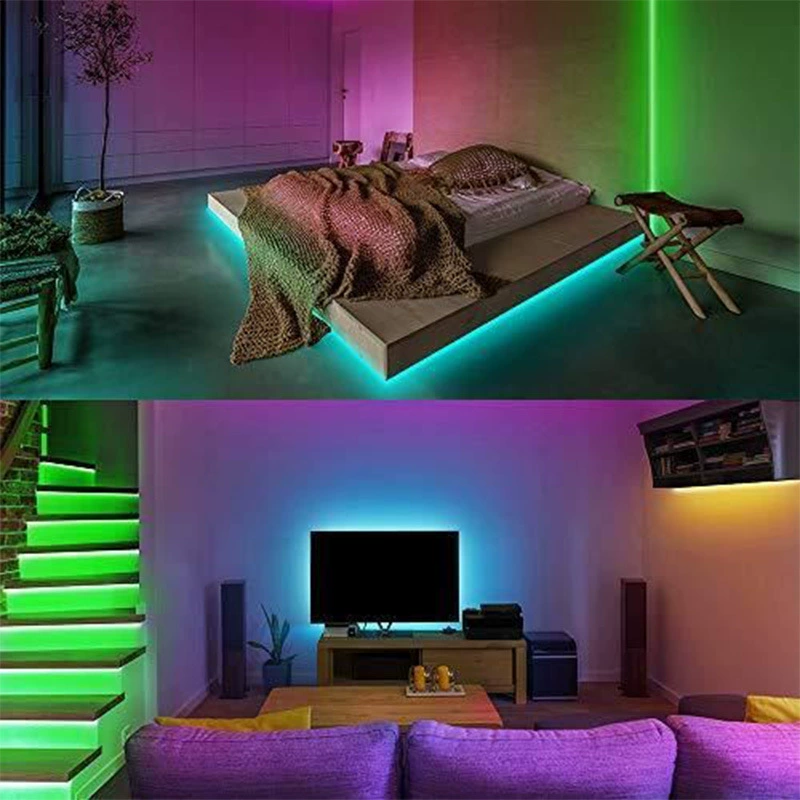 5V 5050 RGB LED Strip, 18 LEDs/m, Bluetooth APP & Music Sync, USB-Powered, Custom Lengths