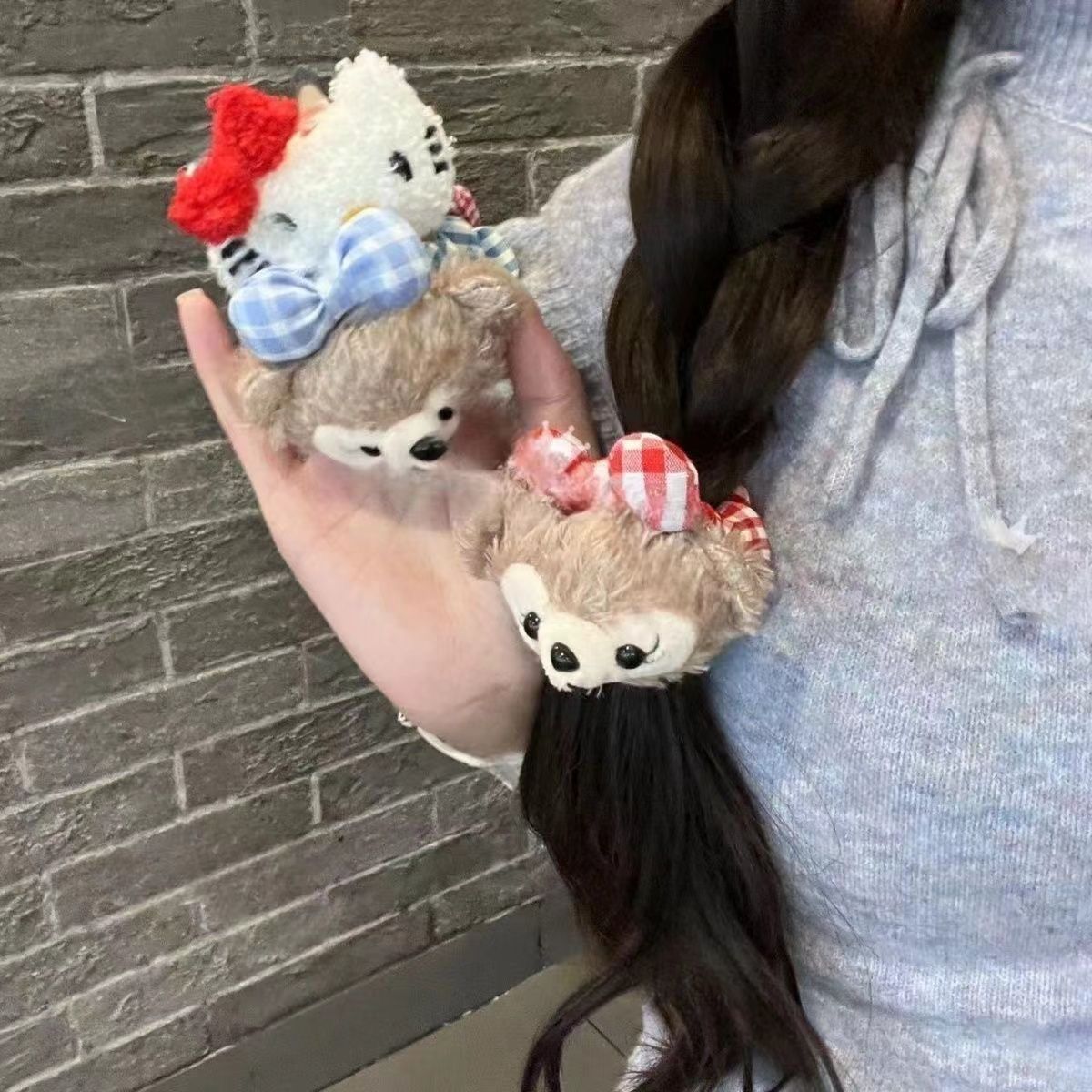 Bonito anillo de cabello de Shirley Mei estilo universitario JK viento muñeca cuadrilátero rojo <unk> <unk> clip de boca japonés joyería de cabello mujer